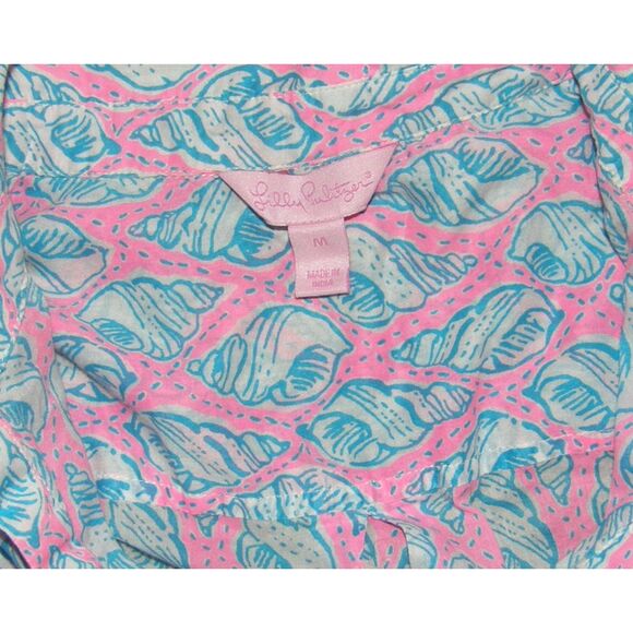 LILLY PULITZER CAPTIVA A LITTLE TIPSY Pink & Blue Seashell Print Sz Medium Tunic - Picture 3 of 5